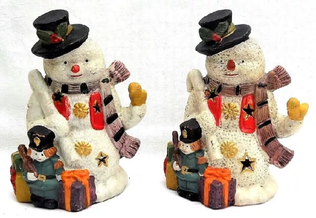 2 Teelichthalter Schneemann mit Geschenken Windlichter Weihnachten höhe 16,5 cm