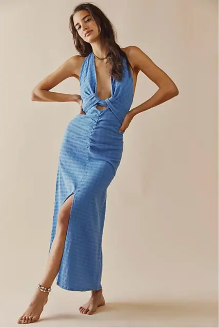 New Free People Nya Maxi Dress Size Large MSRP: $108 Blue