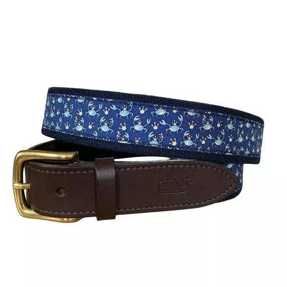 Vineyard Vines Mens King Crab Canvas Club Belt Size 40