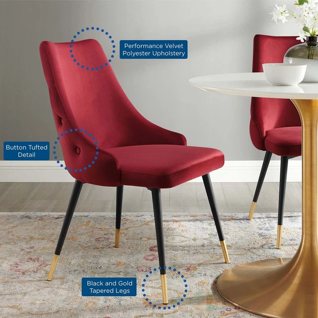 Adorn Tufted Performance Velvet Dining Side Chair Maroon