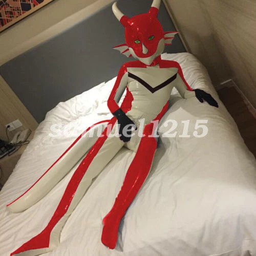 LATEX RUBBER CATSUIT Bodysuit Masquerade Halloween Cosplay Fox uniform
