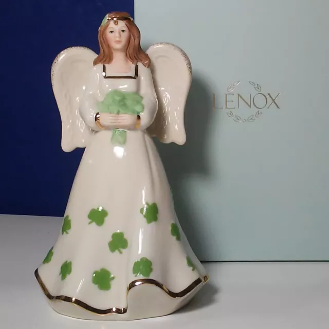 Lenox Irish Angel Figurine with Shamrock Bouquet 24K Gold Accents