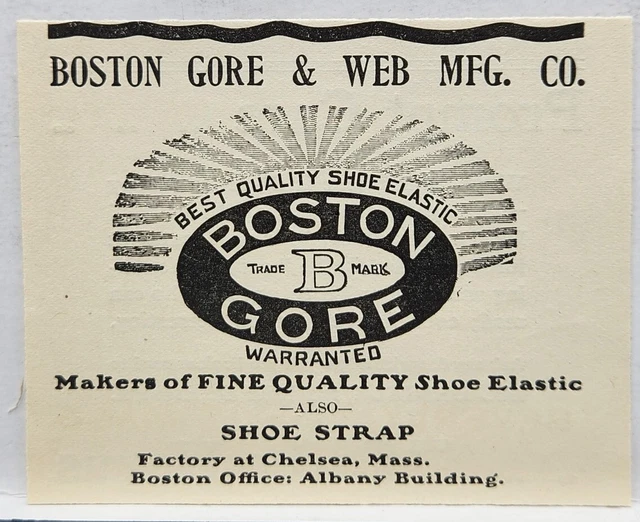 VINTAGE 1876 BOSTON Gore & Web Mfg Shoe Elastic Print Ad Man Cave