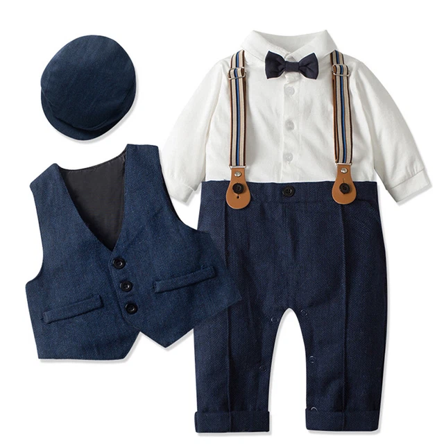 Tuta da allenamento baby ragazzi gentiluomo reggiseno + carro armato + cappello festival outfits 3 pezzi 5