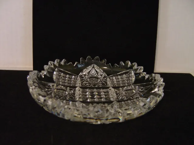 Vintage Gorgeous American Brilliant Small Round Cut Glass Bowl With Hobstars 6" 3