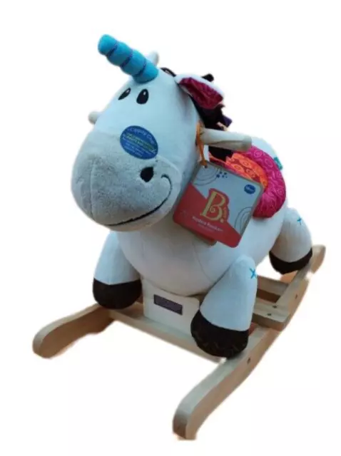 B. toys Schaukel Pferd Einhorn weiches Plüsch Rocking Unicorn ab 18M echtes Holz 2