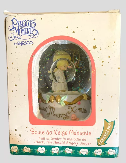 Precious Moments "Hark, The Herald Angels Sing" Musical Waterball 2001 Enesco