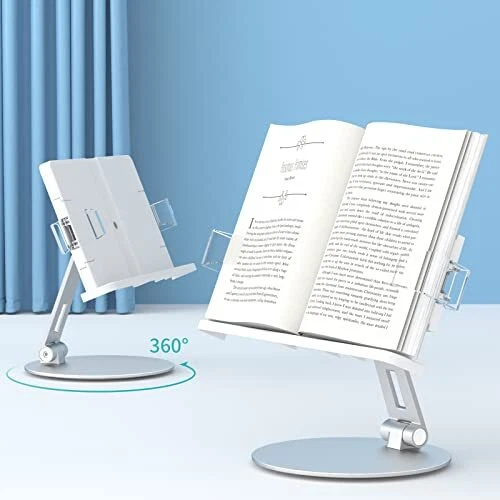 Book Stand for Reading 360° Rotate Adjustable Book Holder Multi Heights