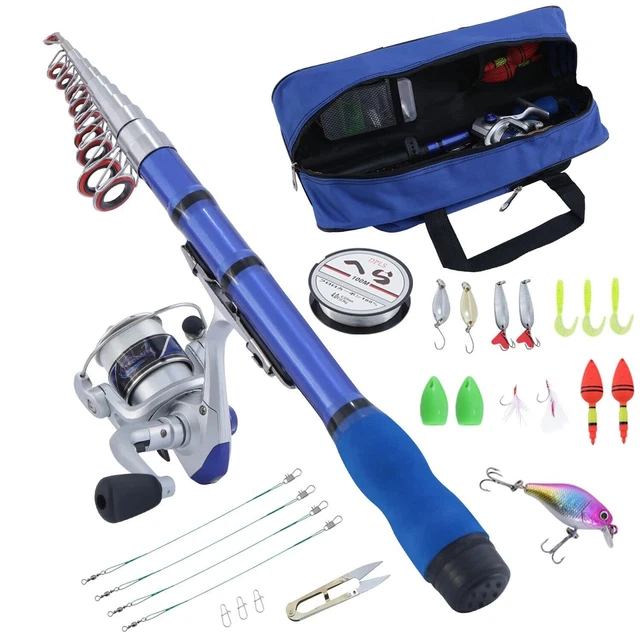 BNTTEAM Mini Moulinet et Canne à pêche télescopique Portable à la Main Rigide...