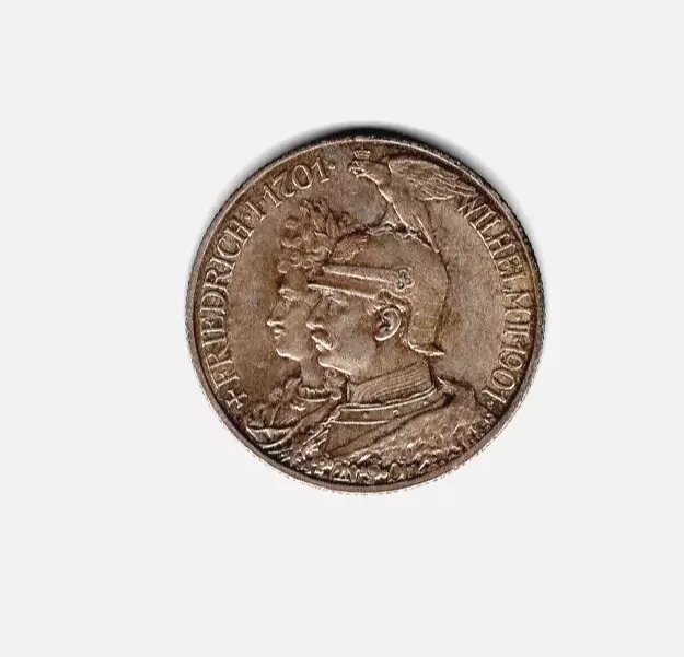 1901 Germany Zwei 2 Mark Wilhelm II .90% Silver German Prussia Coin VF-XF