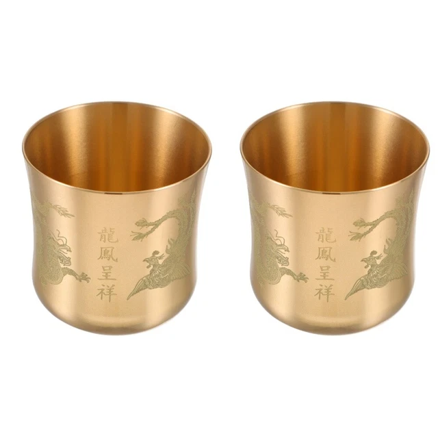 2 pz tazza da tè vintage tazza da tè rame tazza da acqua multifunzionale acqua di Buddha