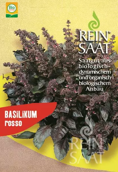 Basilic Semences Varieté Fixe Graines Rosso Reinsaat Demeter Qualité DE-ÖKO-006