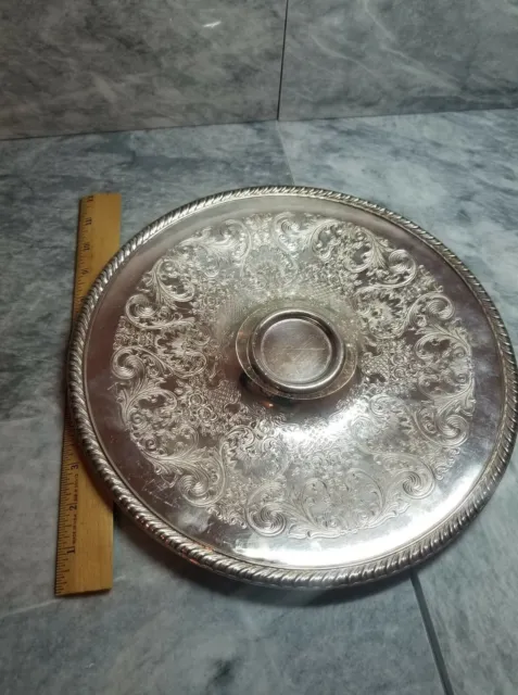 Vintage etched wm Rodgers 866 silverplate 12 3/8” Serving Tray Silver Plate