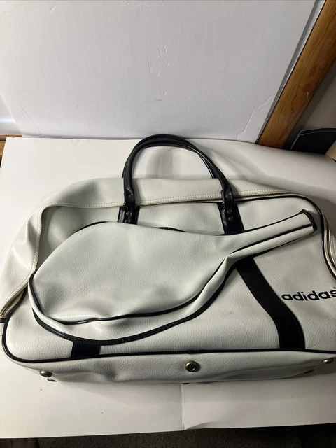 Rare Vintage 70s Adidas Tennis Racket Raquetball White Duffle Bag Very Clean Rare Vintage 70s Adidas Tennis Racket Raquetball White Duffle Bag Very Clean