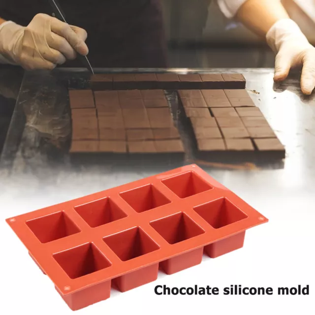 Quadratische Silikonform, 3D-Form, 8 Mulden, für Mousse, Kuchen, Backen, Dessert 3