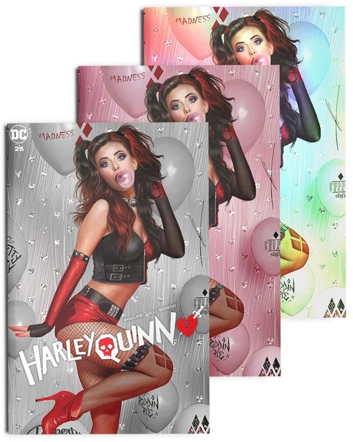 💥 HARLEY QUINN #25 Carla Cohen Exclusive Virgin + Virgin Foil + Trade Set NM