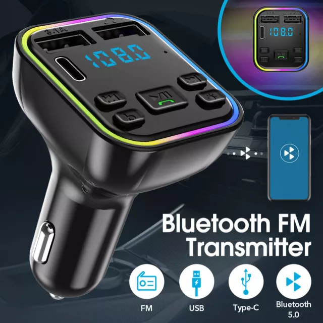 Bluetooth 5.0 MP3 Player Radio Car Kit Wireless FM Transmitter Dual USB Charger