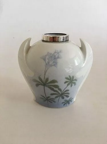 Bing Und Grondahl Jugendstil Vase mit Silber Top