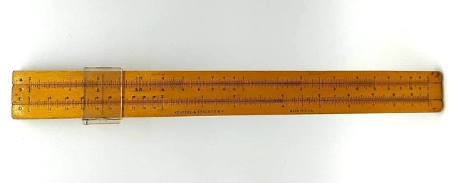 Antique 1920s Keuffel and Esser Company New York USA 10.75" Wood Slide Rule