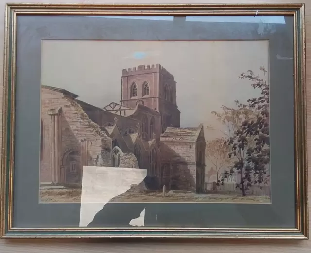 F.W.Seville Watercolour Painting  Of Hereford Cathedral Framed