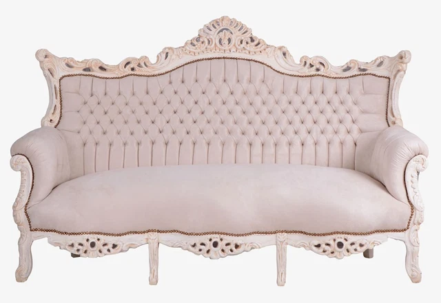 Fauteuil Baroque Palazzo INT – Blanc, Bois Massif, Style Shabby Chic, Neuf