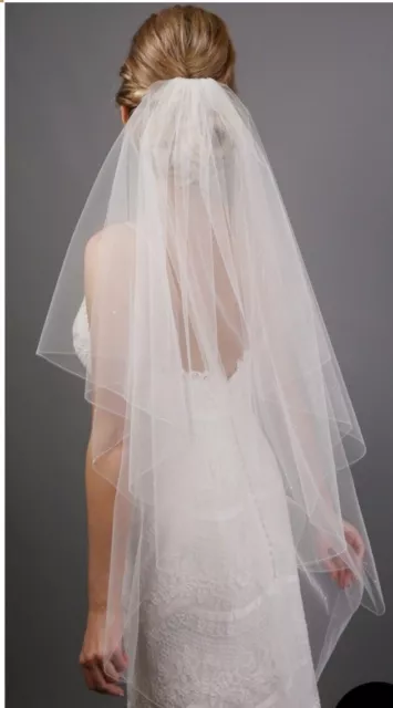 Richard Designs AF002 54”Wedding Veil With Comb, Ivory With Stones 2 Tier