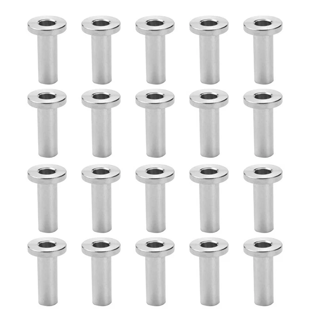 20 Pcs T316 Stainless Steel Protector Sleeves for 1/8Inch 5/32Inch 3/16Inch CaF6