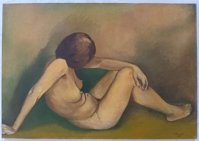 CESARE PEZZALI DIPINTO Nudo di donna 1969 Quadro Olio su tela  