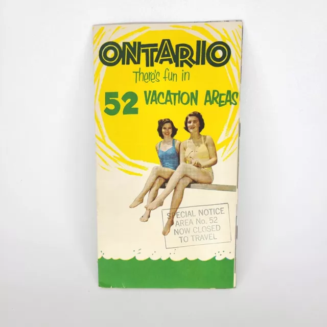 1953 Ontario Canada Vintage Travel Brochure 52 Vacation Areas Canadian Map