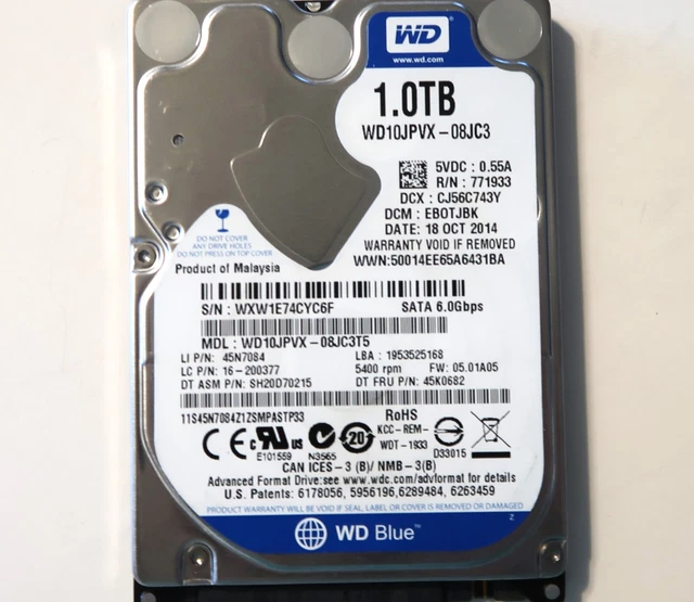 WESTERN DIGITAL WD10JPVX-08JC3T5 EB0TJBK (WXW1) Malaysia 2.5" Sata ...