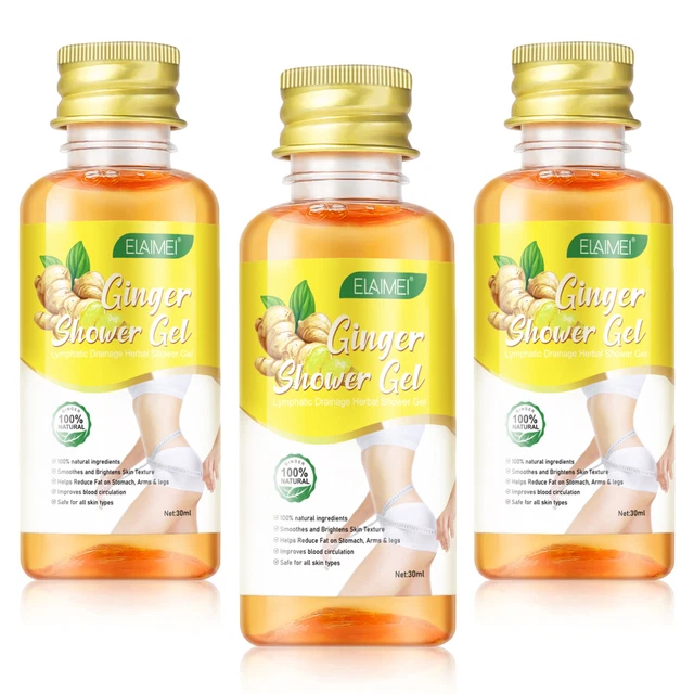 Lymphatic Drainage Herbal Shower Gel Ginger Body Slimming Wash Shower Gel 3pcs