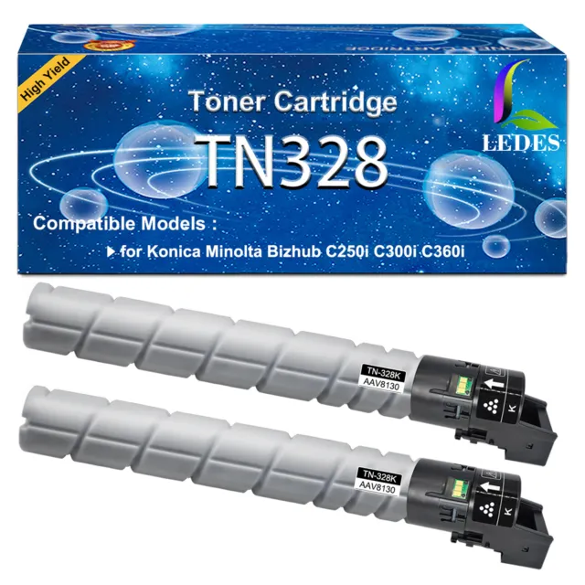 2PK TN-328K Toner Cartridge AAV8130 for Konica Minolta Bizhub C250i C300i C360