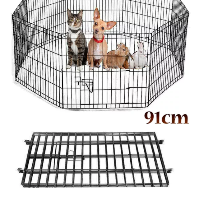 Penna per animali domestici 91 cm 8 pannelli in metallo cucciolo di Playpen corsa gabbia recinzione interna Regno Unito 2