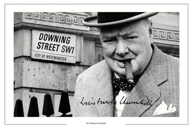 Winston Churchill Autograph Signed Photo Print Great Britian Prime Minister Wwii