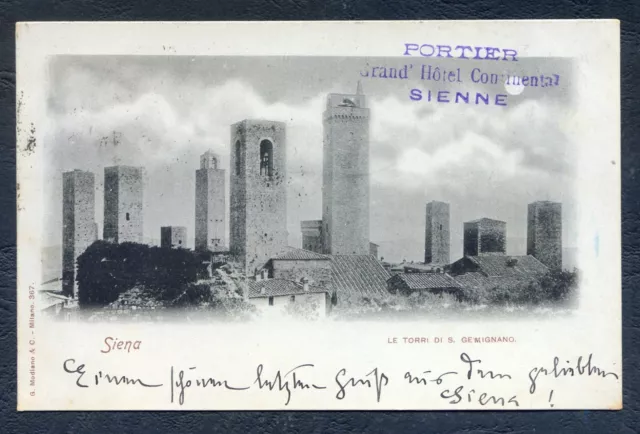 P275 Cartolina Siena  Le Torri Di San Gimignano 1898++++++++++++++