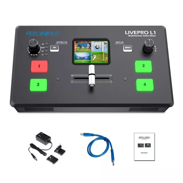 FEELWORLD LIVEPRO L1 V1 Video Mixer Switcher Live Stream 4 HDMI Input USB Output