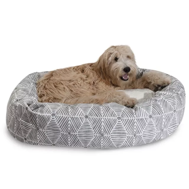 Majestic Pet Sherpa Bagel Pet Bed Dogs Calming Dog Bed Washable Extra Large Gray