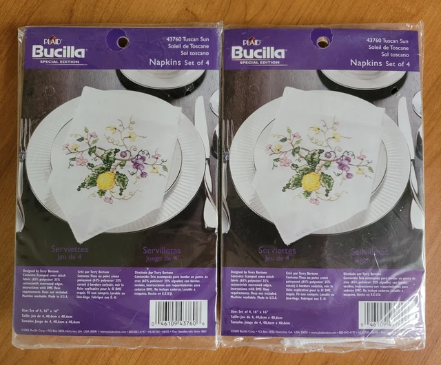 "Lote de 2 servilletas de sol toscana Bacilla 43760 juego de 4 puntadas de cruz estampadas 16"" × 16"