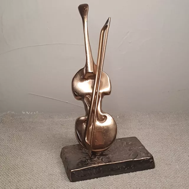 Sublime Sculpture en bronze doré  Yves Lohé   Violoncelle Signée sur socle