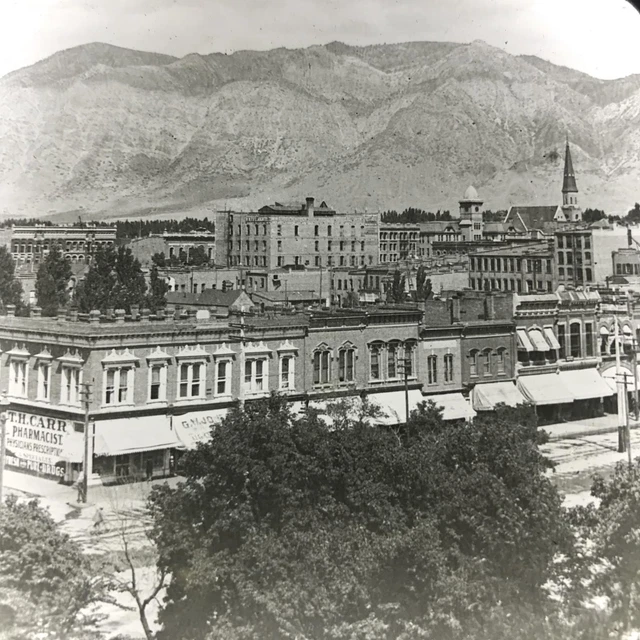 Vtg Magic Lantern Glass Slide Photo Keystone Ogden Utah Wasatch Mountains