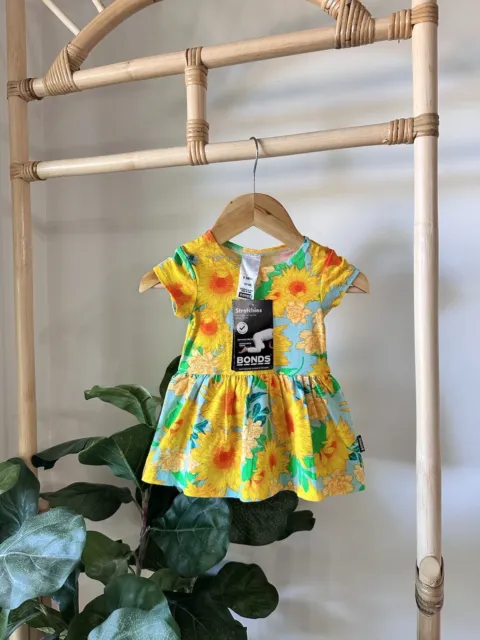 Bonds Baby Floral Sunflower Balletsuit Skirt Tutu Dress Sz 0-3 Months 0000 BNWT