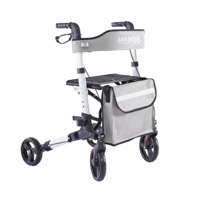 AREBOS Déambulateur Porte-canne Pliable Rollator Assise et dossier max. 136kg