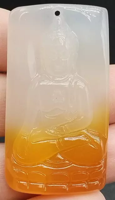 Certified Natural A Agate Chalcedony Carved Sakyamuni Buddha God Pendant