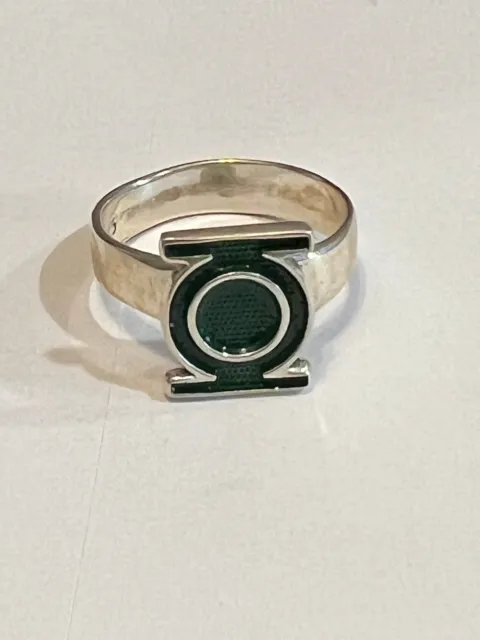 Unique Green Lantern Ring, .925 Sterling Silver, Used, Size 12 Only