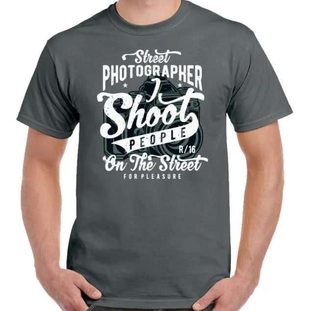 T-shirt fotografia street photographer uomo divertente fotocamera scatto persone borsa con lenti 2