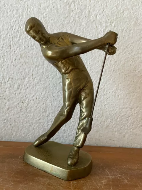 Superbe Joueur de golf golfeur décoratif en laiton Sujet figurine statuette