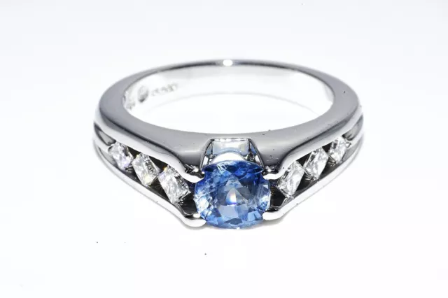 $5,000 1.46Ct Natural Ceylon Sapphire & Diamond Platinum Engagement Ring