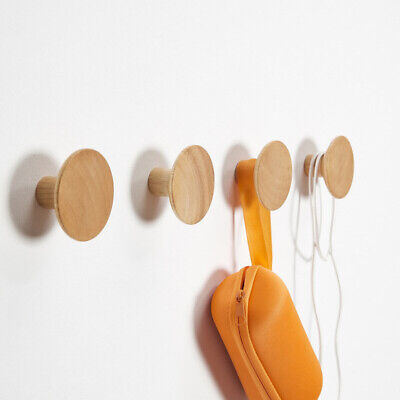 4pcs/pack Minimalist Wooden Coat Hooks Bag Hat Hangers Wall Hanging Hook Clothes