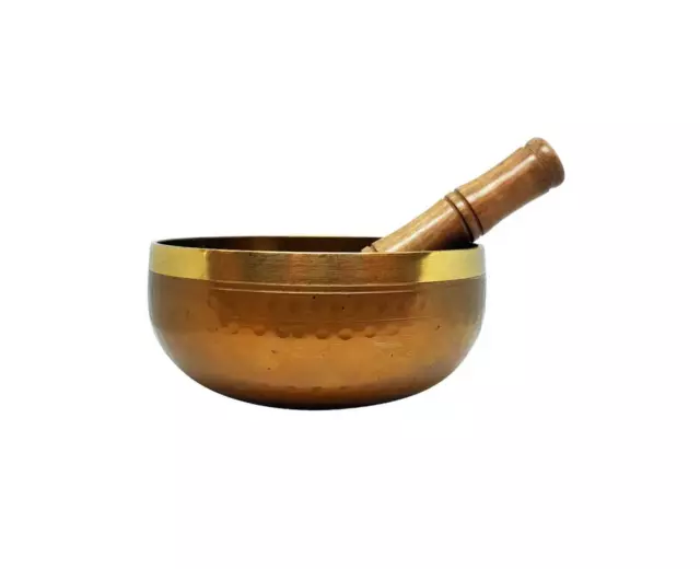 Tibetan Singing Bowl Hammered Brass Home Meditation Yoga Mindfulness 12.5cm