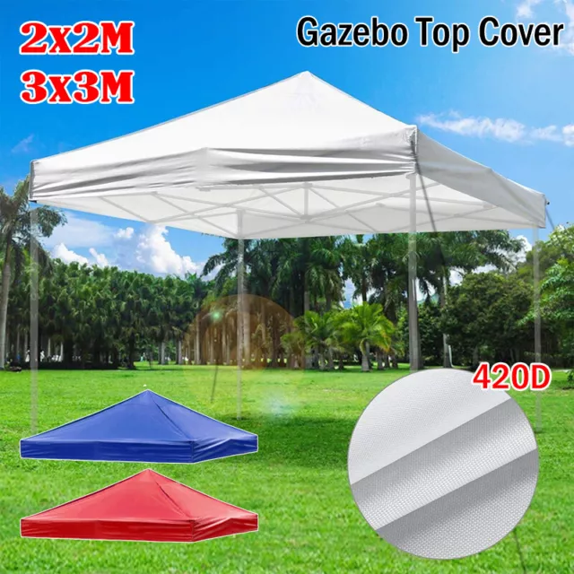 2x2m/3x3m 420D Garden BBQ Gazebo Top Cover Roof Replacement Fabric Tent Canopy